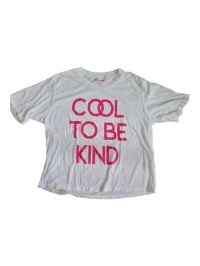 White Short Sleeve Graphic Tee with Pink 'Cool To Be Kind' Slogan